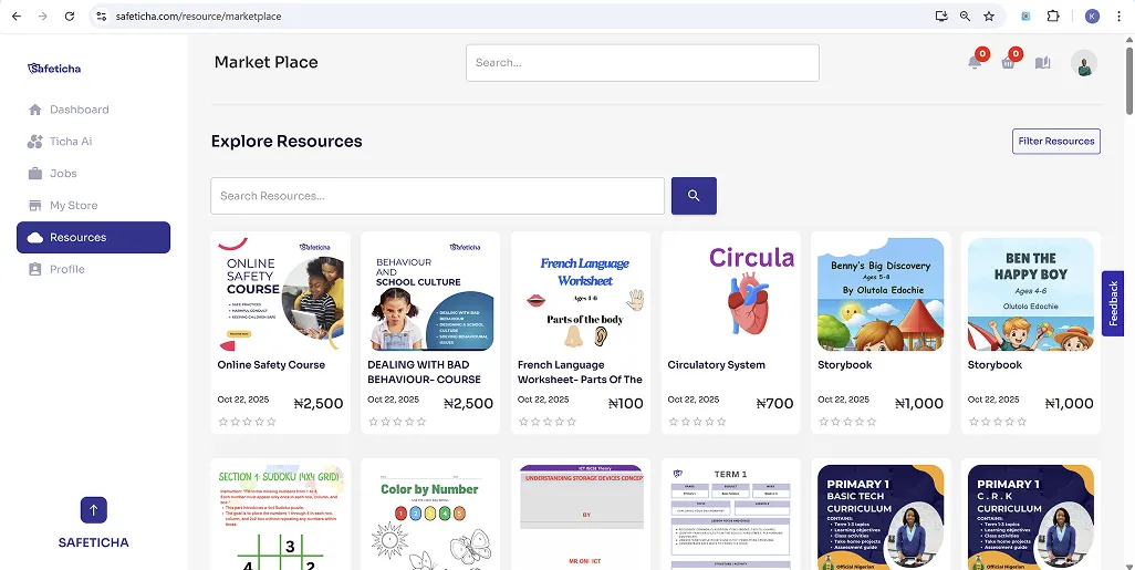 Resources marketplace screenshot